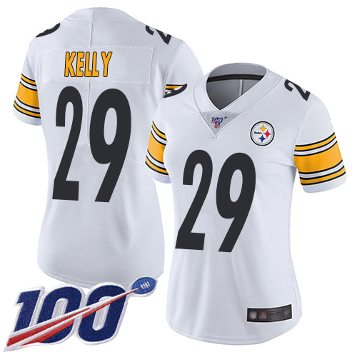 Women Pittsburgh Steelers Football #29 Limited White Kam Kelly Road 100th Season Vapor Untouchable Nike NFL Jersey->women nfl jersey->Women Jersey
